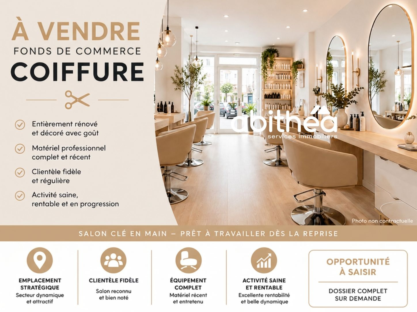 FOND DE COMMERCE SALON DE COIFFURE EXTREMEMENT BIEN SITUÉ CENTRE VILLE DE VILLAGE